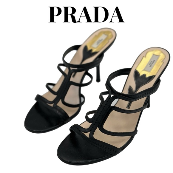 Prada Strappy Slide Heels – Size 39.5 EU - Picture 1 of 3